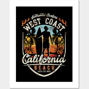 Authentic Surfer West Coast Beach Posters and Art